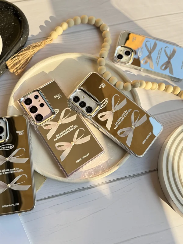 Xiaomi Poco X3 and Xiaomi Poco X3 Pro white pearl mirror bow tie case
