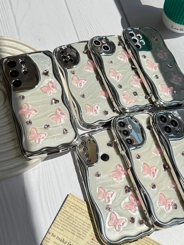 Samsung A72 butterfly and pink heart frame