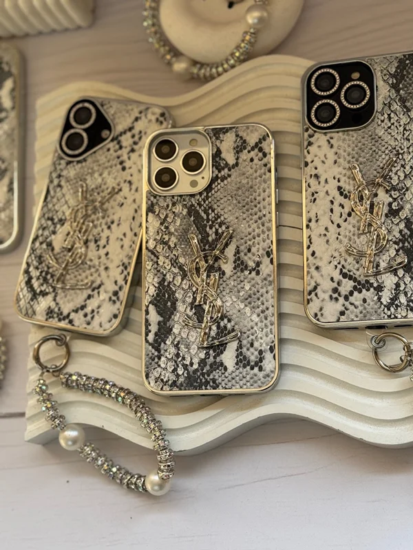 YSL and snake iPhone 15 Pro case with pendant