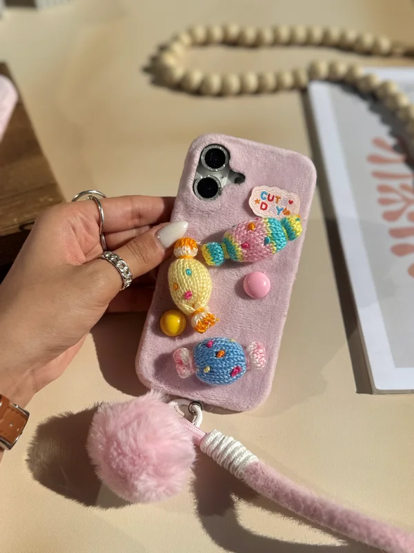 Chocolate and cotton iPhone 13 Pro case with pendant