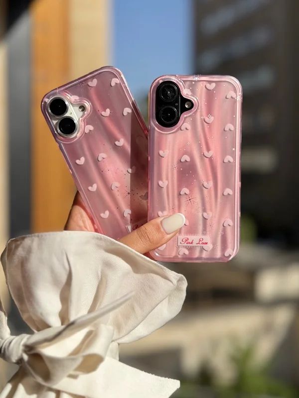 Laser Heart Pattern Phone Case – “Pink Love” Edition iPhone 13 phone