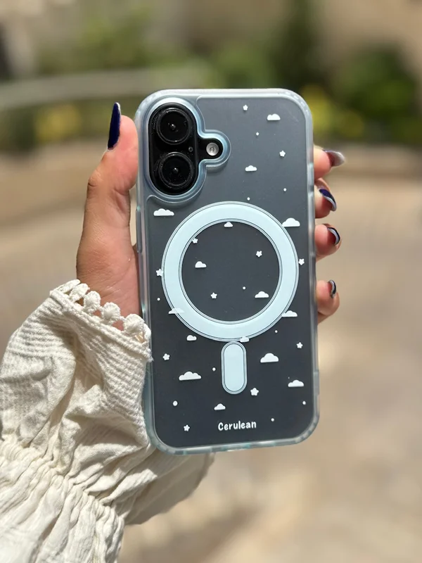 MagSafe Cloud Design Phone Case with Star PopSocket iPhone 15 ProMax phone