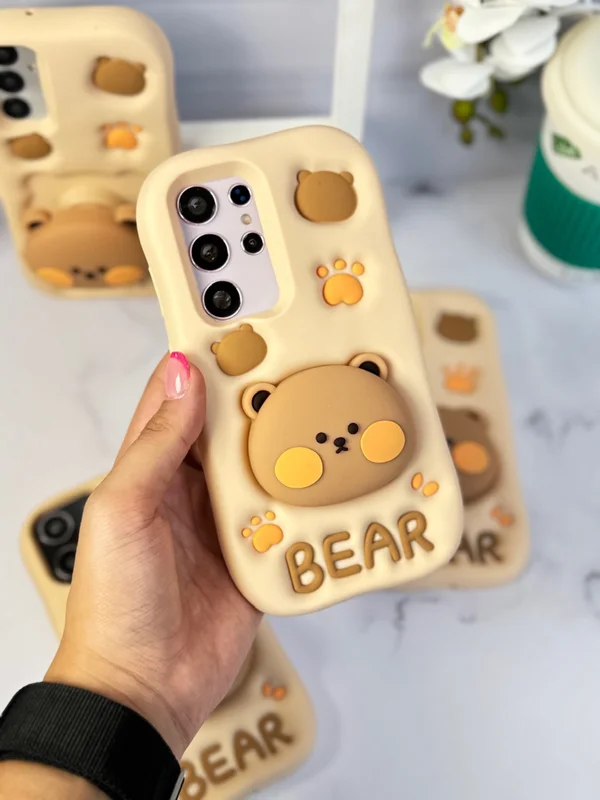Silicone Bear Phone Case with Built-in Pop Socket iPhone 11 phone