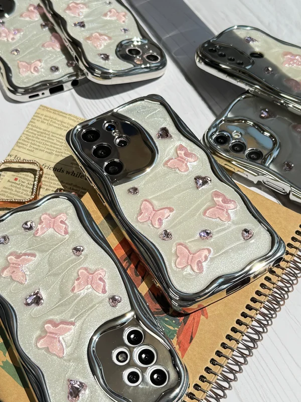 Samsung A72 butterfly and pink heart frame