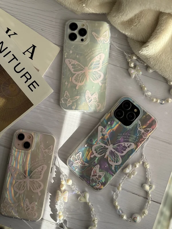 قاب یخی هولوگرامی پروانه با آویز آیفون