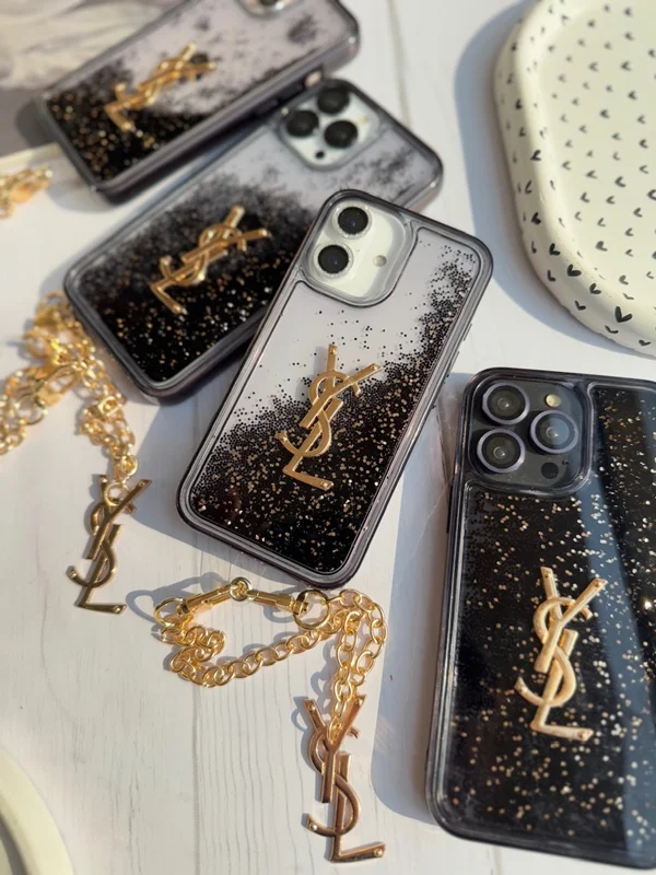 YSL design black aquarium iPhone 12 Pro Max case with pendant