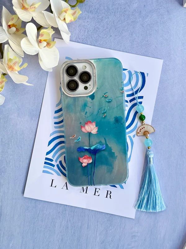 Fantasy Blue Lotus Flower Design Phone Case iPhone 12 ProMax phone