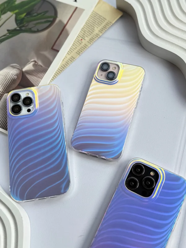 Holographic blue wave iPhone 15 Pro Max case