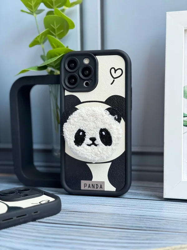 Solid Panda Design Phone Case with Pop Socket iPhone 14 ProMax phone