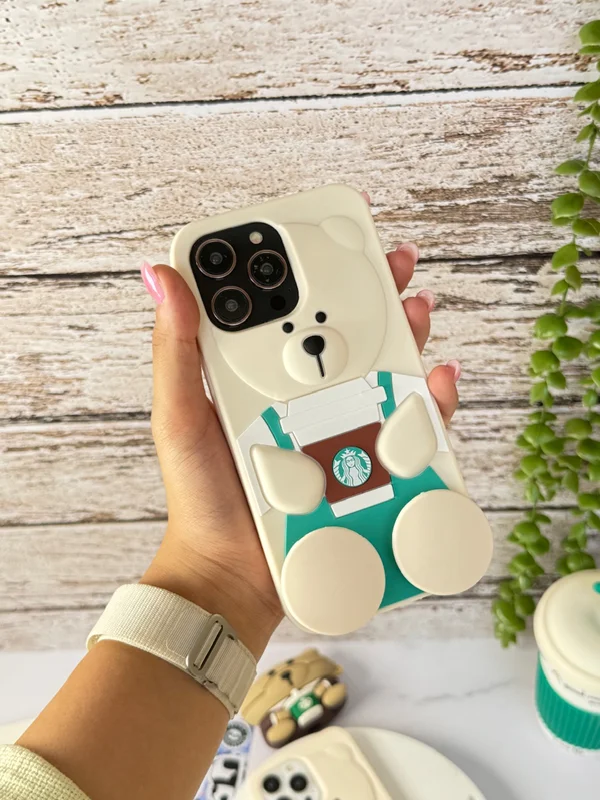 Silicone Starbucks bear iPhone 13 Pro and iPhone 14 Pro and iPhone 15 Pro case