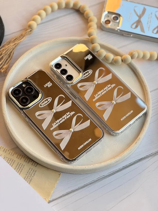 Xiaomi Poco X3 and Xiaomi Poco X3 Pro white pearl mirror bow tie case