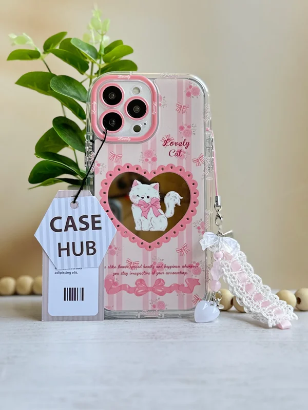 Mirrored Pink Cat Design Phone Case Samsung A13 4G phone