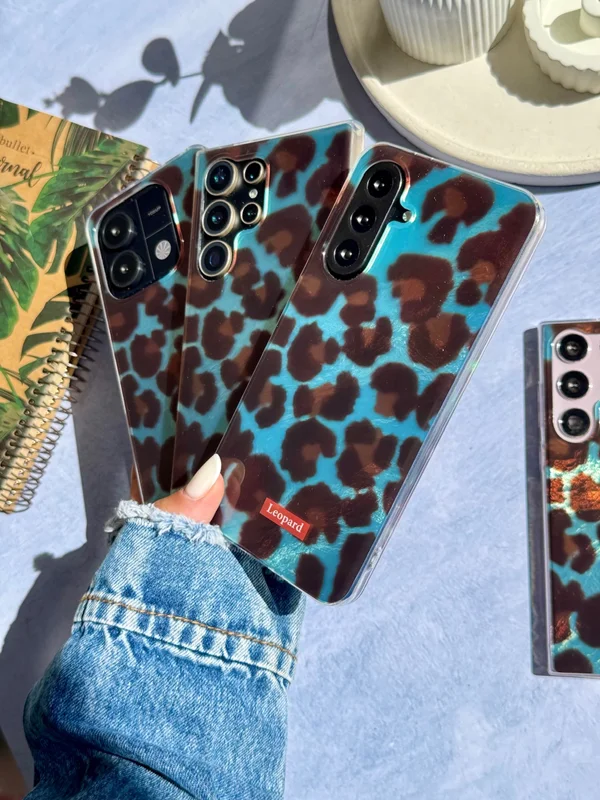 Blue Leopard Pattern Phone Case Samsung A15 phone