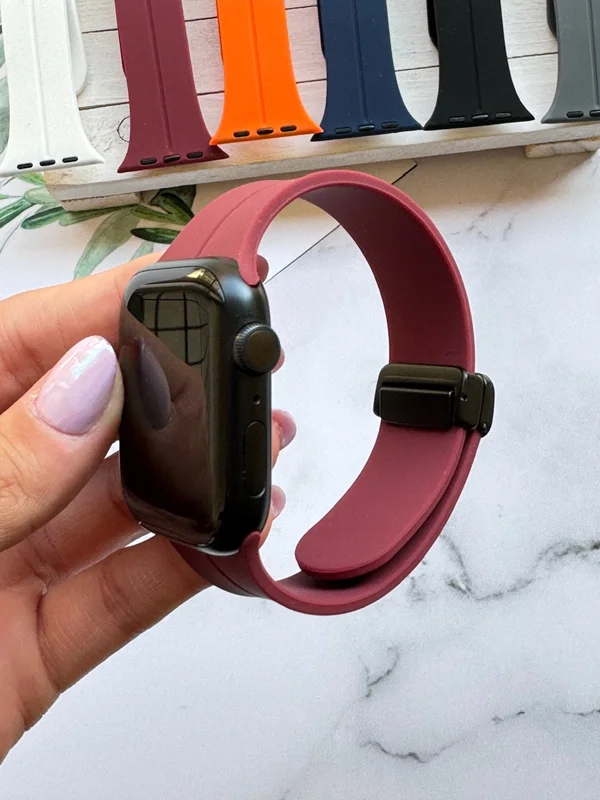 Grey Silicone Apple Watch strap with magnetic lock